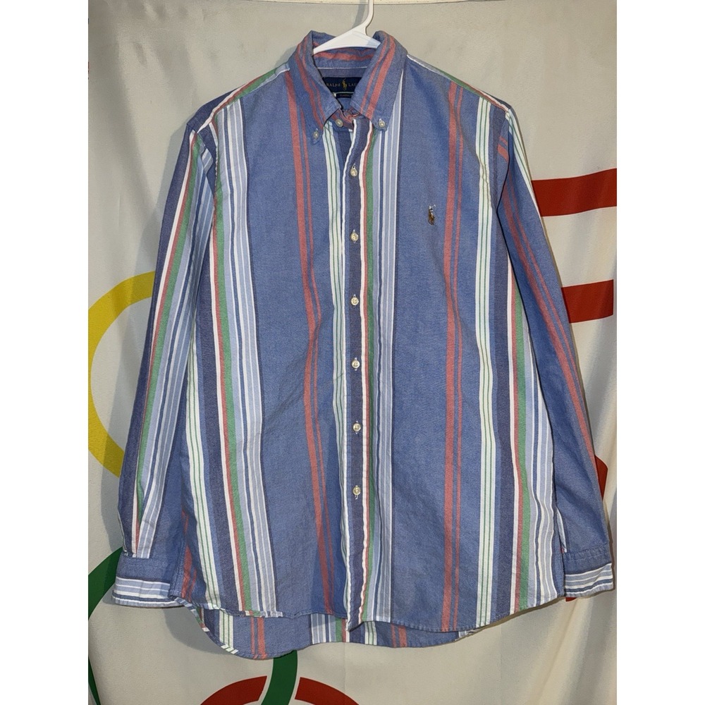 Polo Ralph Lauren Button Up Shirt Mens Medium Multicolor Striped Cotton
